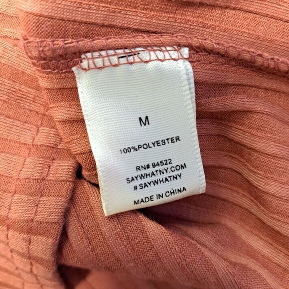 Say What? Bodycon Sweater Dress Womens M Orange Ribbed Long Sleeve Off Shoulder - Picture 9 of 9